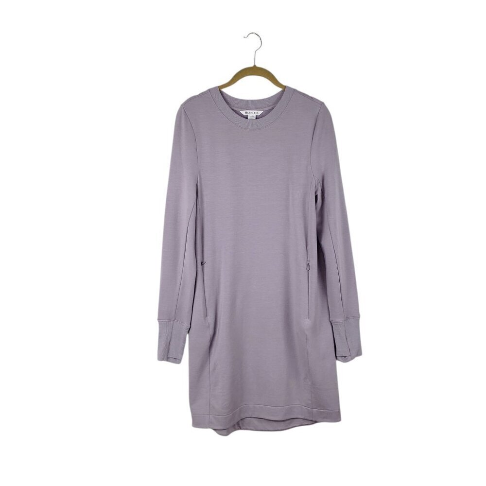 Athleta Coaster Luxe Sweatshirt Dress Pastel Purple Nirvana Womens Size Small